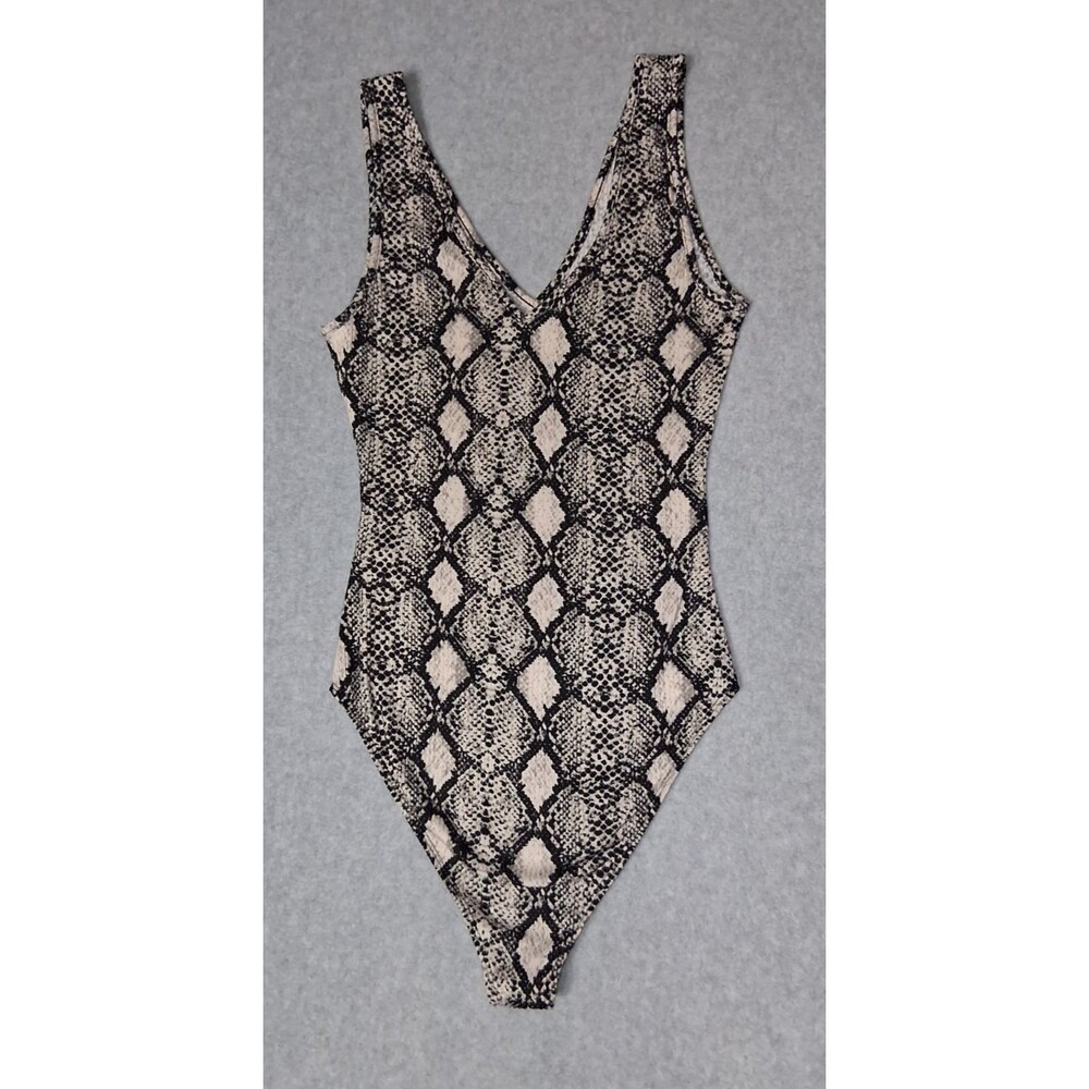 GB Gianni Bini Sleeveless Bodysuit Womems XS Snakeskin Vneck Festival Rave Glam - Picture 9 of 9